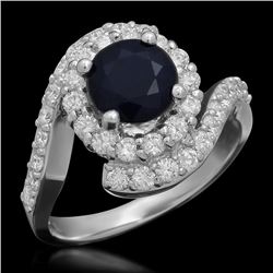 14k Gold 1.73ct Sapphire 1.10ct Diamond Ring