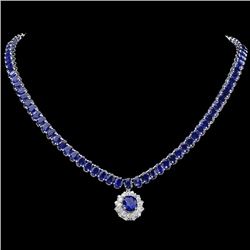 14k Gold 51.5ct Sapphire 1.55ct Diamond Necklace