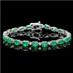 18k Gold 11ct Emerald 0.60ct Diamond Bracelet