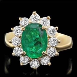 14k Gold 1.65ct Emerald 0.90ct Diamond Ring