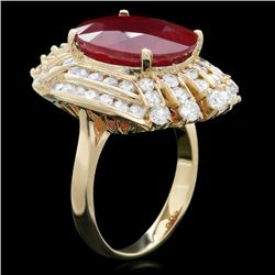14k Yellow Gold 10.00ct Ruby 2.00ct Diamond Ring