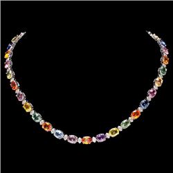 14k Gold 57.00ct Sapphire 2.50ct Diamond Necklace