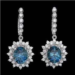 14k Gold 8.00ct Topaz 1.80ct Diamond Earrings