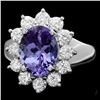 Image 1 : 14k White Gold 2.50ct Tanzanite 1ct Diamond Ring
