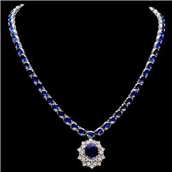 14k Gold 58ct Sapphire 1.15ct Diamond Necklace