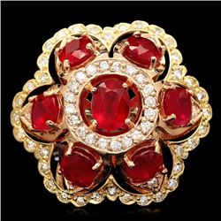 14k Gold 12.00ct Ruby 1.35ct Diamond Ring