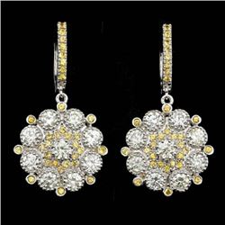 14k Gold 4.75ct Diamond 1.50ct Sapphire Earrings