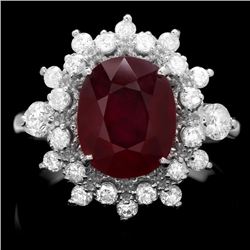 14k White Gold 3.50ct Ruby 0.78ct Diamond Ring