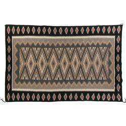 Unknown Maker  | Navajo Rug (black, grey, cream and mauve geometric contemporary)