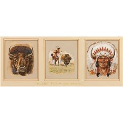 Byron Wolfe | 1904 - 1973 CAA | Horns for a War Bonnet (set of 3 images)