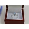 Image 2 : LADIES BLUE TOPAZ DINNER RING SET WITH 2 SHOULDER DIAMONDS. 1.60CT. INCLUDES $425 CERTIFICATE