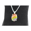 Image 2 : CANADIAN DUAL AMMOLITE NECKLACE SET IN STERLING SILVER, CLASSIC BLUE, GREEN AND RED PATTERN. 20 X