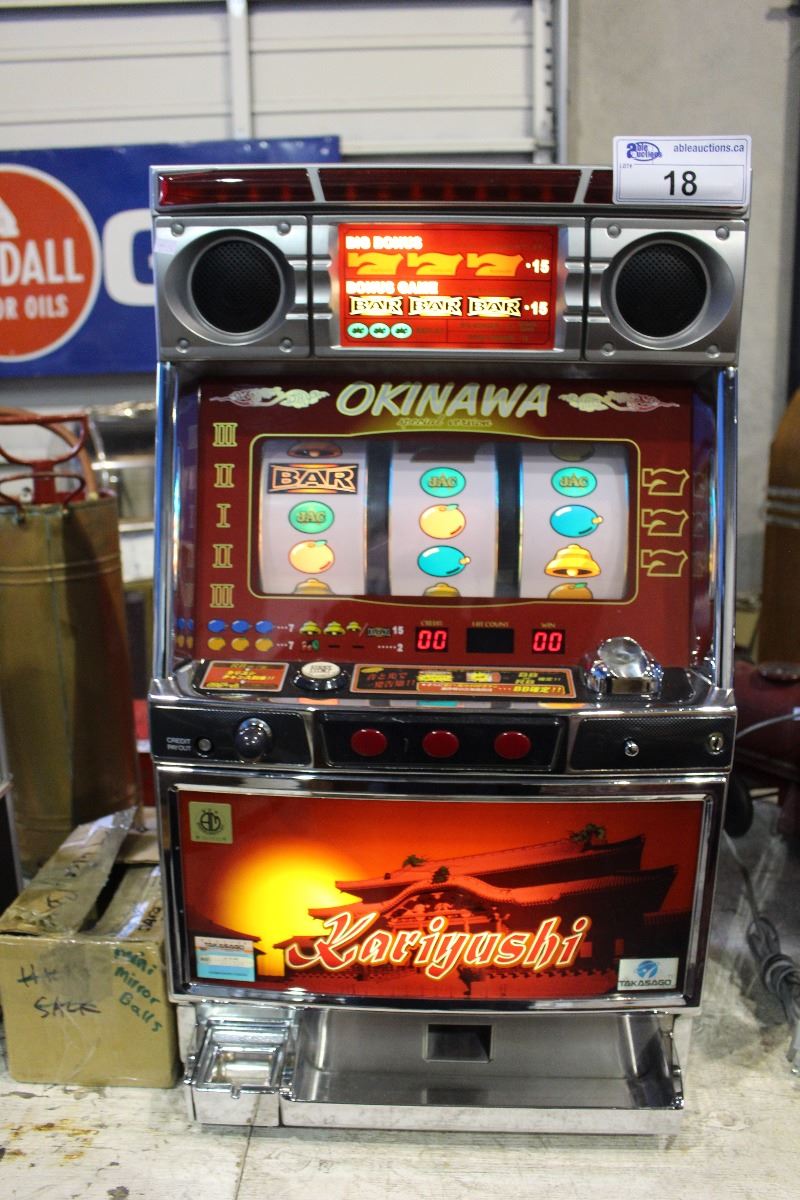 KARIYUSHI TOKEN SLOT MACHINE MANUFACTURED BY TAKASAGO COMES COMPLETE ...