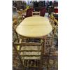 Image 1 : SOLID OAK DINING TABLE WITH 3 LEAVES AND 6 LADDER BACK CHAIRS - EASTERN CANADA QUEBEC PIECE