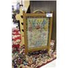 Image 2 : OAK FRAMED WITH FLORAL PETITE POINT DESIGN DECORATIVE SCREEN