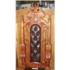 Image 2 : HEAVILY CARVED MAHOGANY HIGH BACK CHAIR - BROWN LEATHER UPHOLSTERED WITH LION HEAD AND CLAW FEET