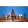 Image 1 : GROUP OF 4 ORIENTAL PIECES; 2 STATUES AND 2 BRASS BOWLS