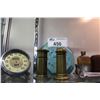 Image 1 : GROUP OF ASSORTED COLLECTABLES; INDIAN CHIEF BOOK ENDS, COIN BANKS, CLOCKS, ETC