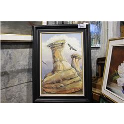 FRAMED ORIGINAL PAINTING TITLED "HOODOOS" BY ARTIST LORA ARMBRUSTER