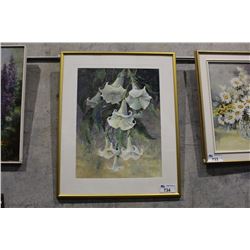 FRAMED ORIGINAL PAINTING TITLED  WHITE LILLIES   BY ARTIST LORA ARMBRUSTER