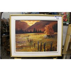 FRAMED ORIGINAL OIL ON CANVAS PAINTING TITLED "RED TREE"  BY ARTIST LORA ARMBRUSTER