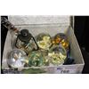 Image 1 : BOX OF ASSORTED SNOW GLOBES AND COLLECTABLE GLASS WARES