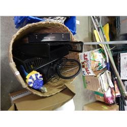 VINTAGE BASKET - MISC OFFICE, CLOWN, TV ANTENNA...