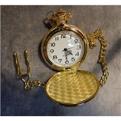 POCKET WATCH - NEW - TRAIN MOTIF - WITH CHAIN