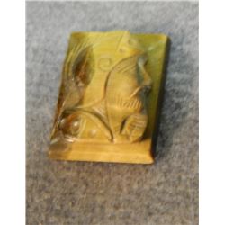 GEMSTONE - ROUGH CUT AND POLISHED - CARVED TIGER EYE - ROMAN SOLDIER