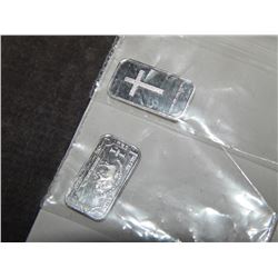 BULLION - 5 X .999 FINE SILVER - ASSORTED MOTIF 1 GRAM BARS - 1 GRAM EACH - TAX EXEMPT - 5 X BID
