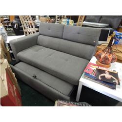 LOVE SEAT WITH PULL OUT BED - GREY - LIKE NEW