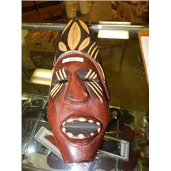 UNIQUELY HAND CRAFTED CARVED WOOD WALL MASK - 5"X14"