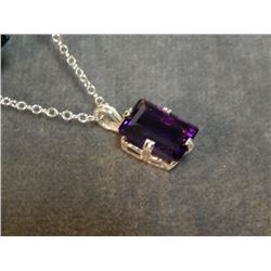 NECKLACE - 7.69 CT EMERALD CUT - AMETHYST NECKLACE SET - VS CLARITY - INCLUDES $400 CERTIFICATE
