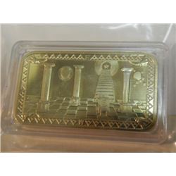 GOLD PLATED ART BAR - MASONIC - ENCAPSULATED - NEW