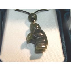 HAND CRAFTED JADE NECKLACE - INUIT ON SILVER CHAIN