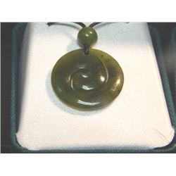 HAND CRAFTED JADE NECKLACE - SNAKE/SWIRL ON SILVER CHAIN