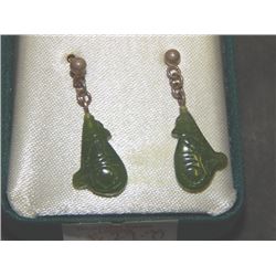 HAND CRAFTED JADE EARRINGS - BEARS
