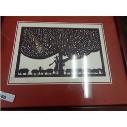 ORIENTAL PICTURE - MAN WITH SHEEP - STAMPED