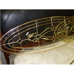 LEADED BRASS AND GLASS WNDOW - OVAL