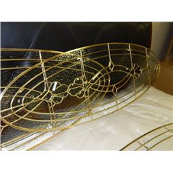 LEADED BRASS AND GLASS WNDOW - OVAL