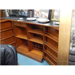 PORTABLE BAR ON CASTERS - SOLID PHILIPINE MAHOGANY WOOD - FINISHED FRONT AND BACK - DRAWER, WINE RAC