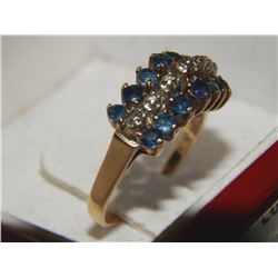 RING - FROM ESTATE STORAGE LOCKER - 10K GOLD - SAPPHIRES AND DIAMONDS