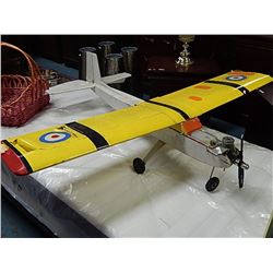 WOOD MODEL AIRPLANE - REMOTE CONTROL - GAS ENGINE - NO REMOTES INCLUDED - NEEDS TLC - APPROX 3' WING