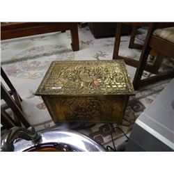 VINTAGE BRASS KINDLING HOLDER BOX