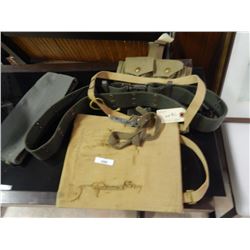 MILITARY CAP, BELT & PACKS - AS IS. NO WARRANTY, NO GUARANTEE.