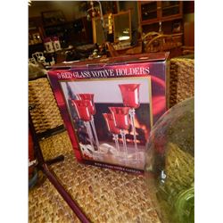 ROSE GLASS VOTIVE CANDLE HOLDERS - 4 PC