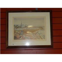 FRAMED LIMITED EDITION PRINT - TOWN ON OCEAN