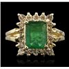 Image 2 : 14KT Yellow Gold 1.94ct Emerald and Diamond Ring