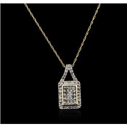 10KT Yellow Gold 0.25ctw Diamond Pendant With Chain