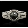 Image 2 : 14KT White Gold 1.23ctw Black Diamond Ring Wedding Set